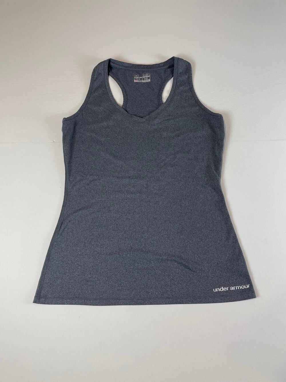Under Armour Racerback Tank Size M Gray V Neck Sleeveless